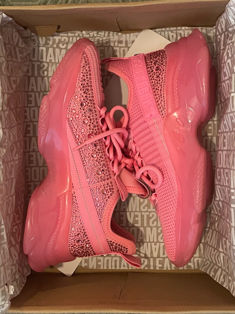 Steve Madden Hot Pink Crystal Embellished Chunky Sneakers